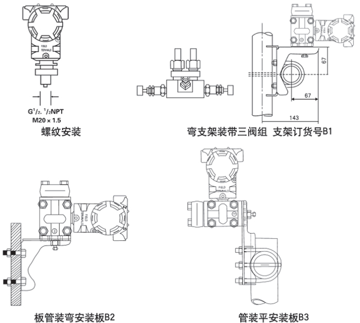液氧液位計(jì)安裝方式示意圖