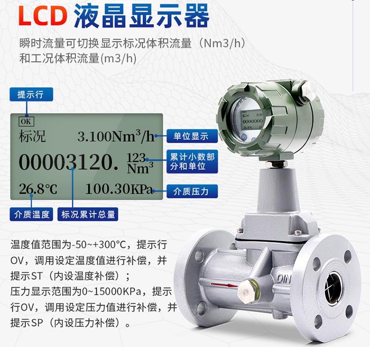智能旋進旋渦流量計液晶顯示圖